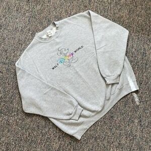 Vintage Retro 90s Walt Disney World Mickey Mouse Embroidered Sweatshirt Gray XL